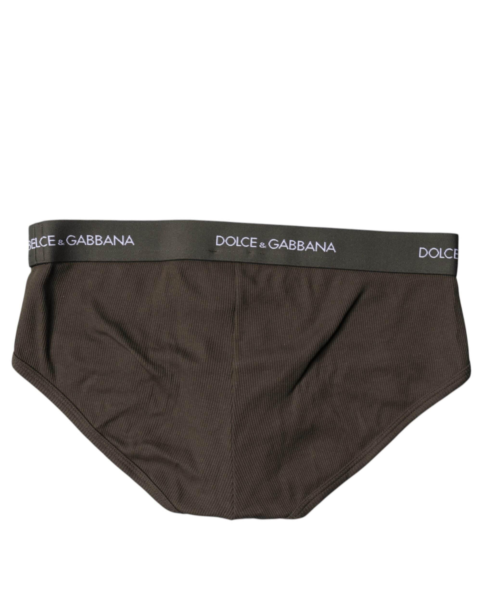 Dolce & Gabbana Gray Cotton Men Mid Slip Brief Underwear - Hilstor
