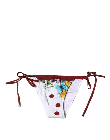 Dolce & Gabbana White Floral Print Swimsuit Bikini Bottom Swimwear - Hilstor
