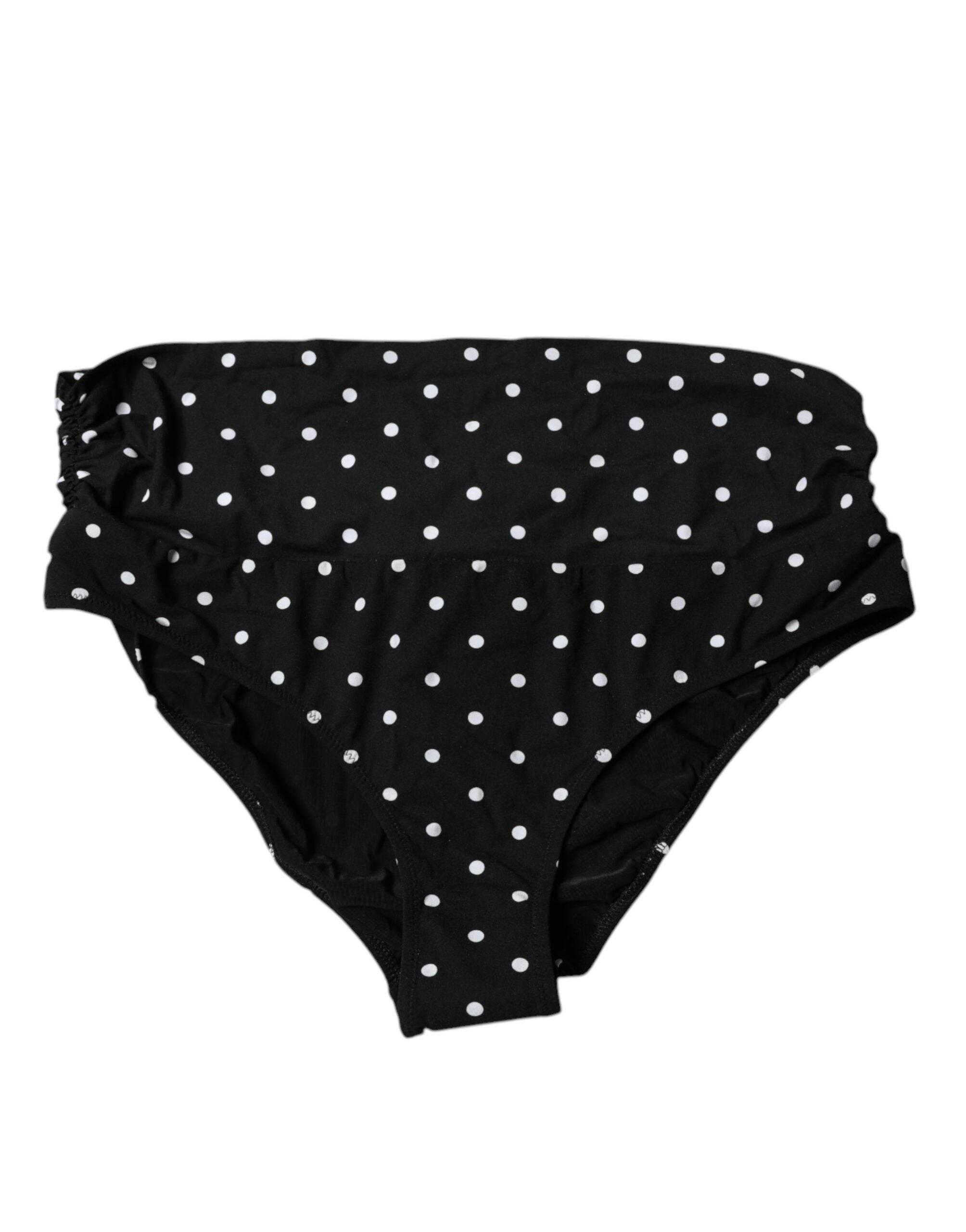 Dolce & Gabbana Black Polka Dot Swimsuit Bikini Bottom Swimwear - Hilstor
