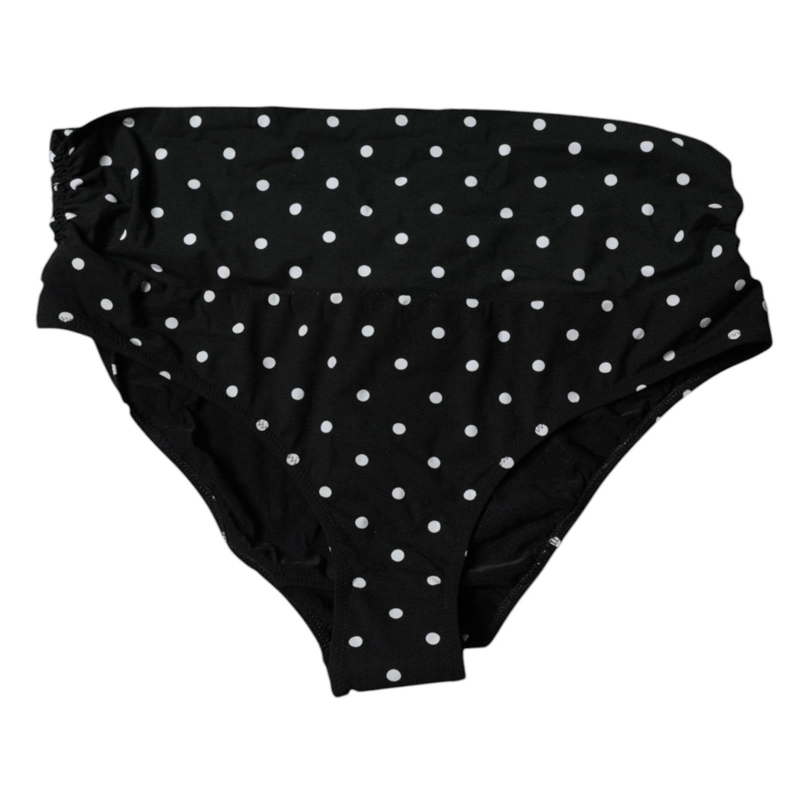 Dolce & Gabbana Black Polka Dot Swimsuit Bikini Bottom Swimwear - Hilstor