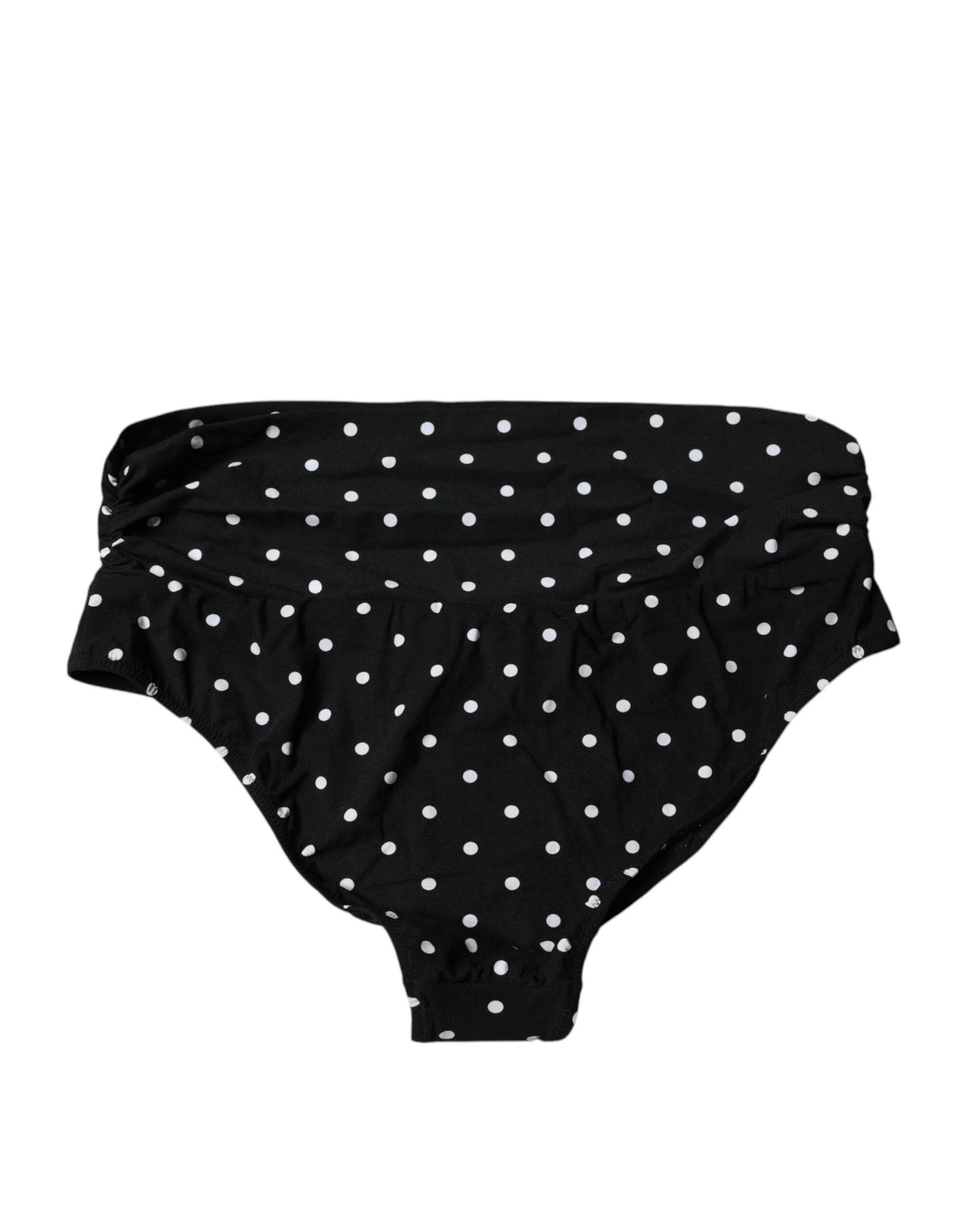 Dolce & Gabbana Black Polka Dot Swimsuit Bikini Bottom Swimwear - Hilstor