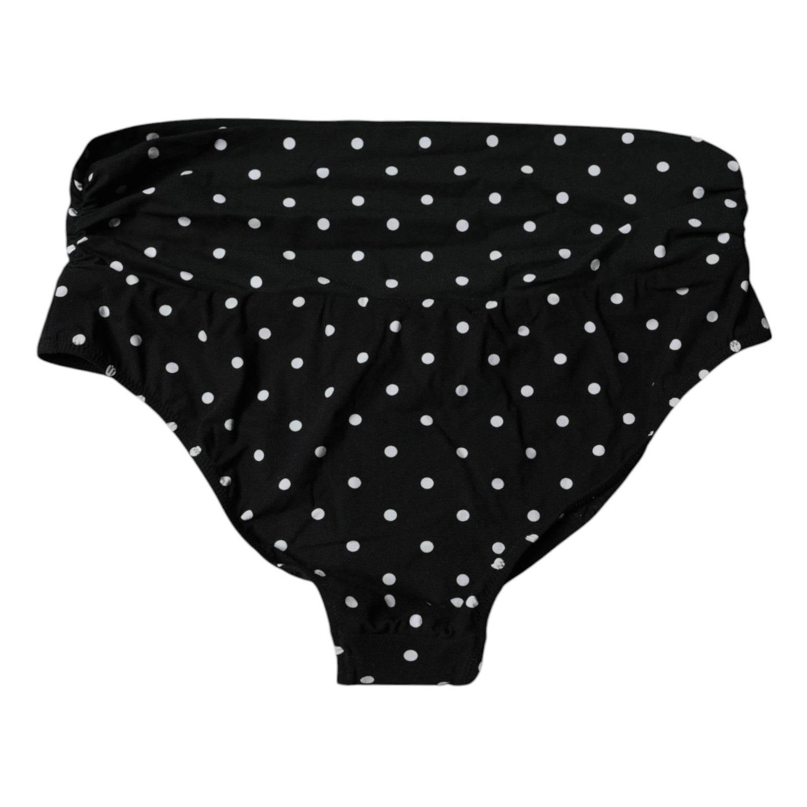 Dolce & Gabbana Black Polka Dot Swimsuit Bikini Bottom Swimwear - Hilstor