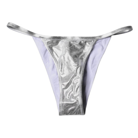 Dolce & Gabbana Silver Polyester Beachwear Bikini Bottom Swimwear - Hilstor