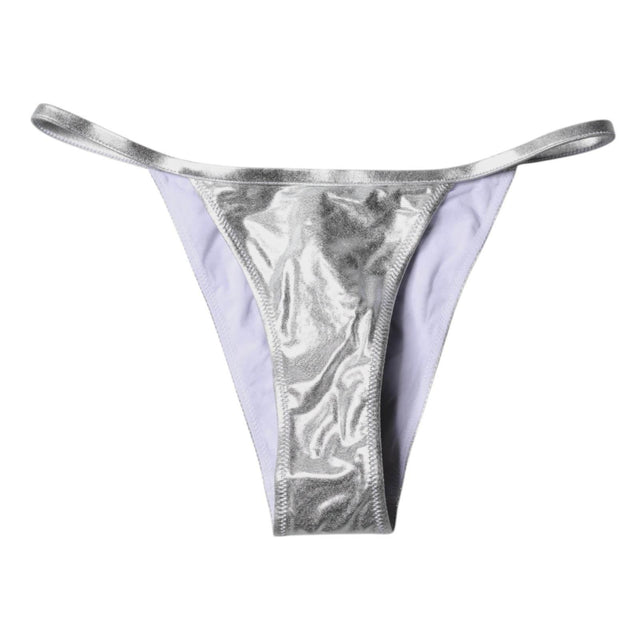 Dolce & Gabbana Silver Polyester Beachwear Bikini Bottom Swimwear - Hilstor