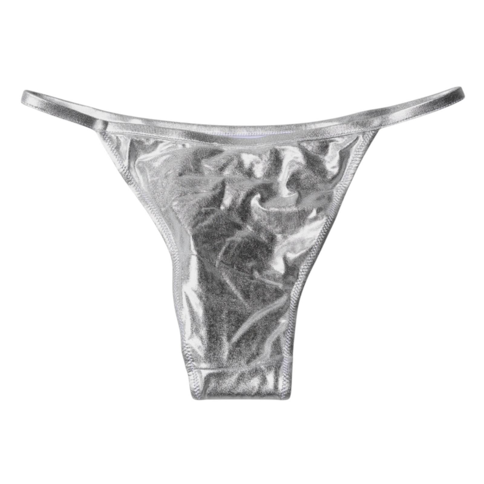 Dolce & Gabbana Silver Polyester Beachwear Bikini Bottom Swimwear - Hilstor