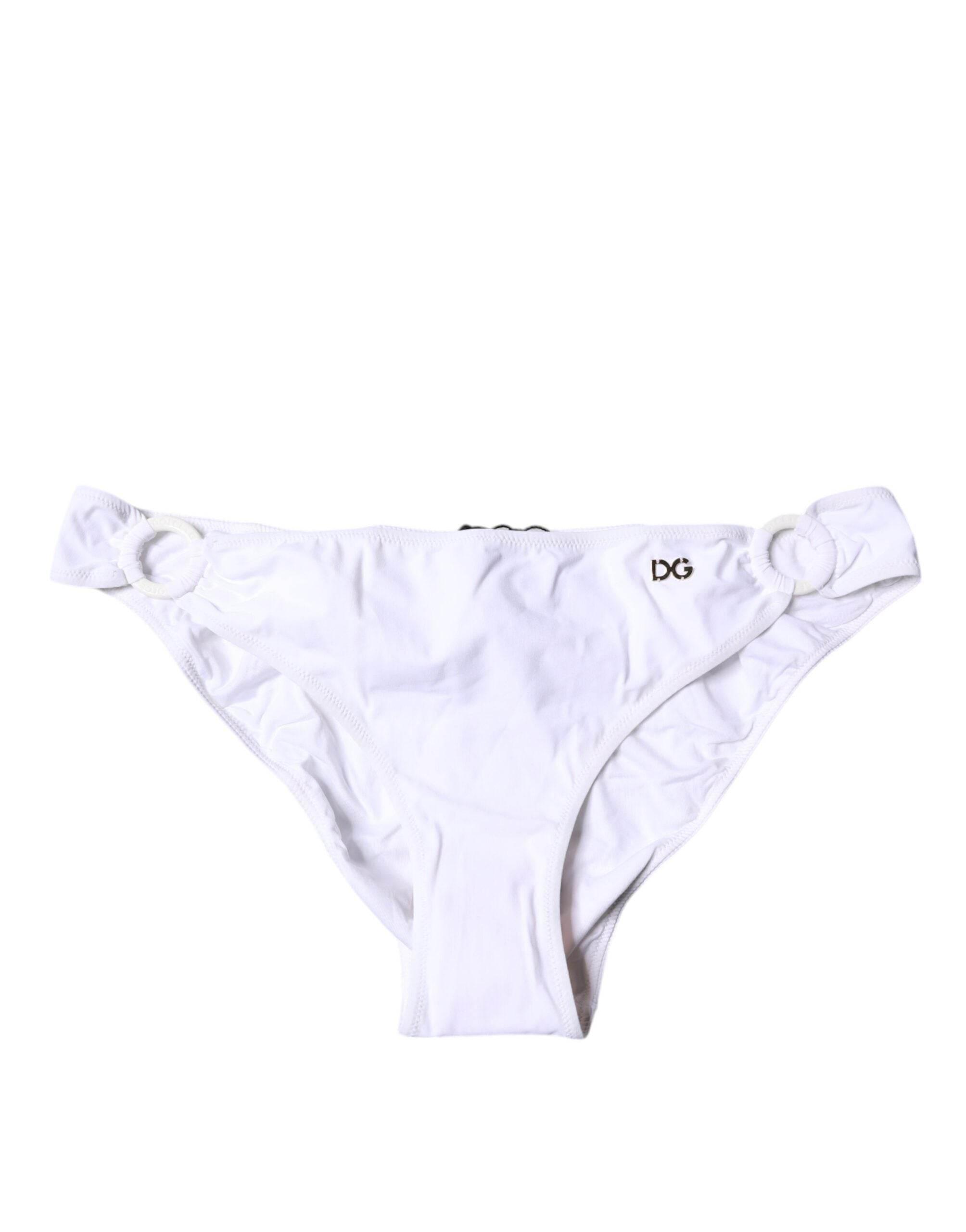 Dolce & Gabbana White Nylon Beachwear Bikini Bottom Swimwear - Hilstor