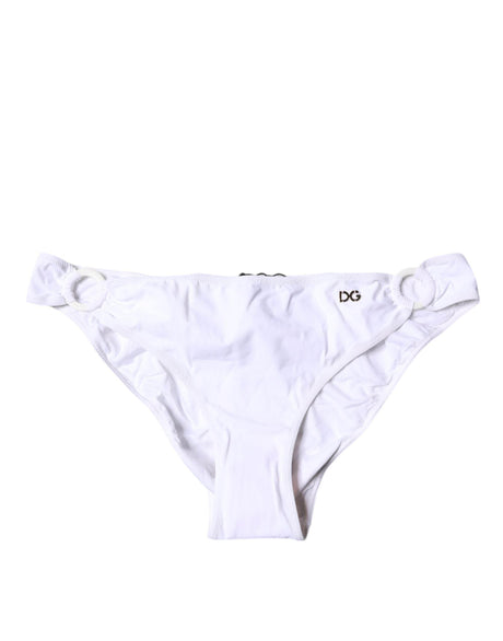Dolce & Gabbana White Nylon Beachwear Bikini Bottom Swimwear - Hilstor