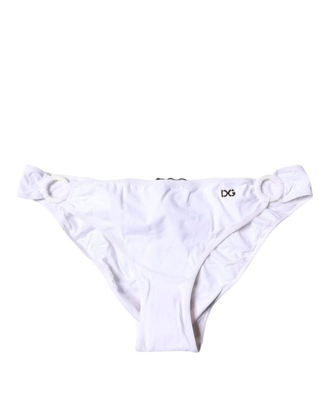 Dolce & Gabbana White Nylon Beachwear Bikini Bottom Swimwear - Hilstor