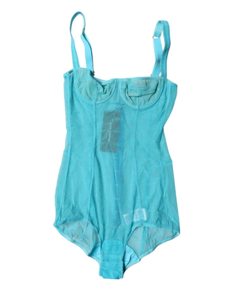 Dolce & Gabbana Blue Tulle Balconette Bra Bodysuit Underwear - Hilstor