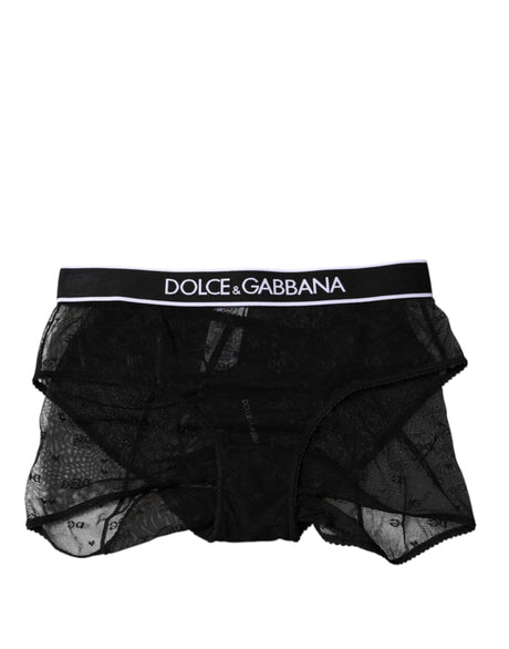 Dolce & Gabbana Black Tulle Nylon Mid Waist Panty Underwear - Hilstor