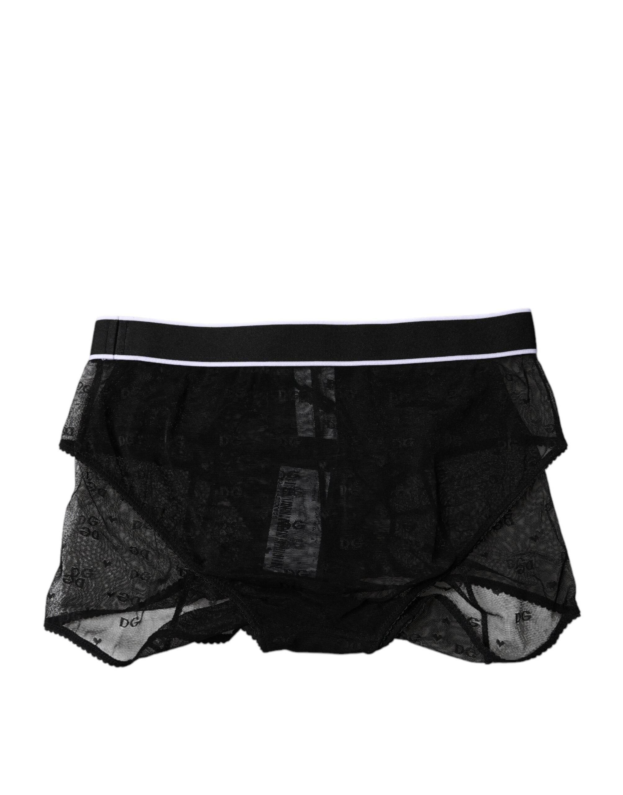 Dolce & Gabbana Black Tulle Nylon Mid Waist Panty Underwear - Hilstor