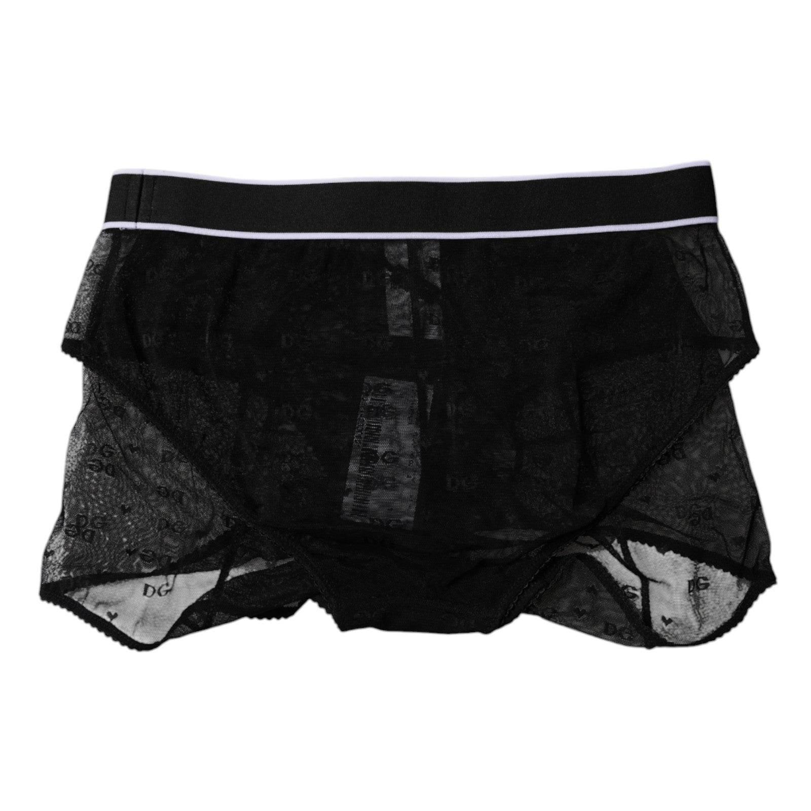 Dolce & Gabbana Black Tulle Nylon Mid Waist Panty Underwear - Hilstor