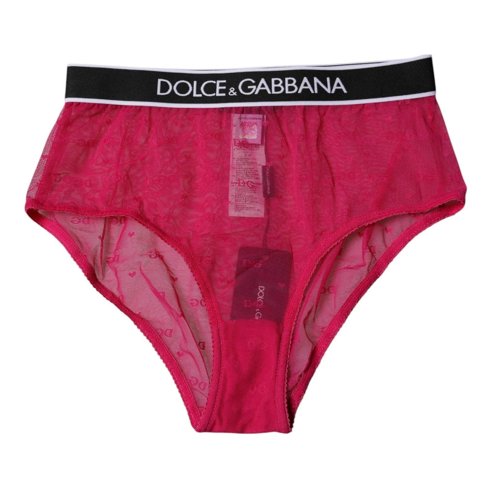 Dolce & Gabbana Fuchsia Tulle Nylon Mid Waist Panty Underwear - Hilstor