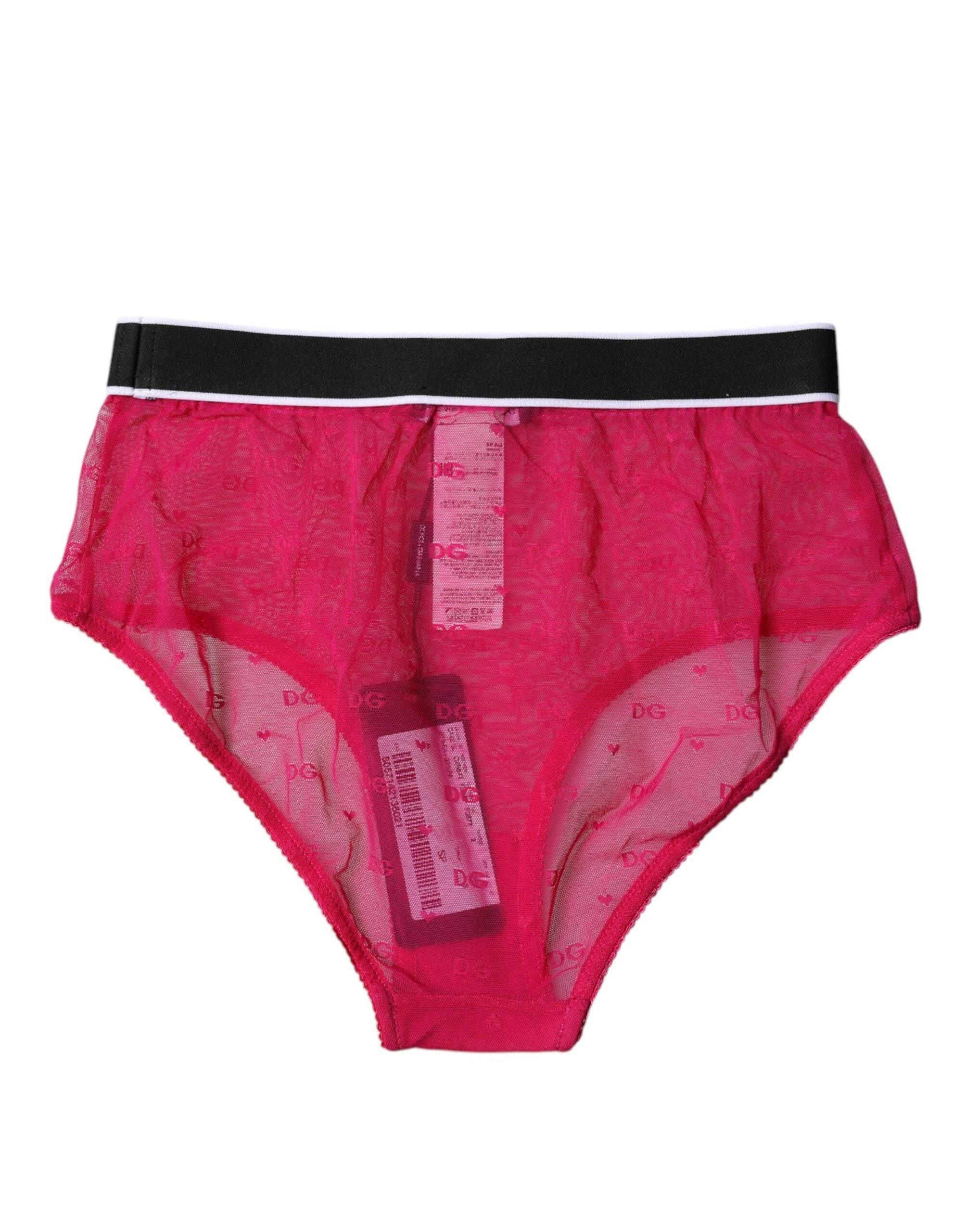 Dolce & Gabbana Fuchsia Tulle Nylon Mid Waist Panty Underwear - Hilstor