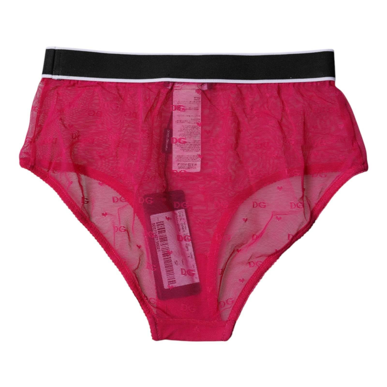 Dolce & Gabbana Fuchsia Tulle Nylon Mid Waist Panty Underwear - Hilstor