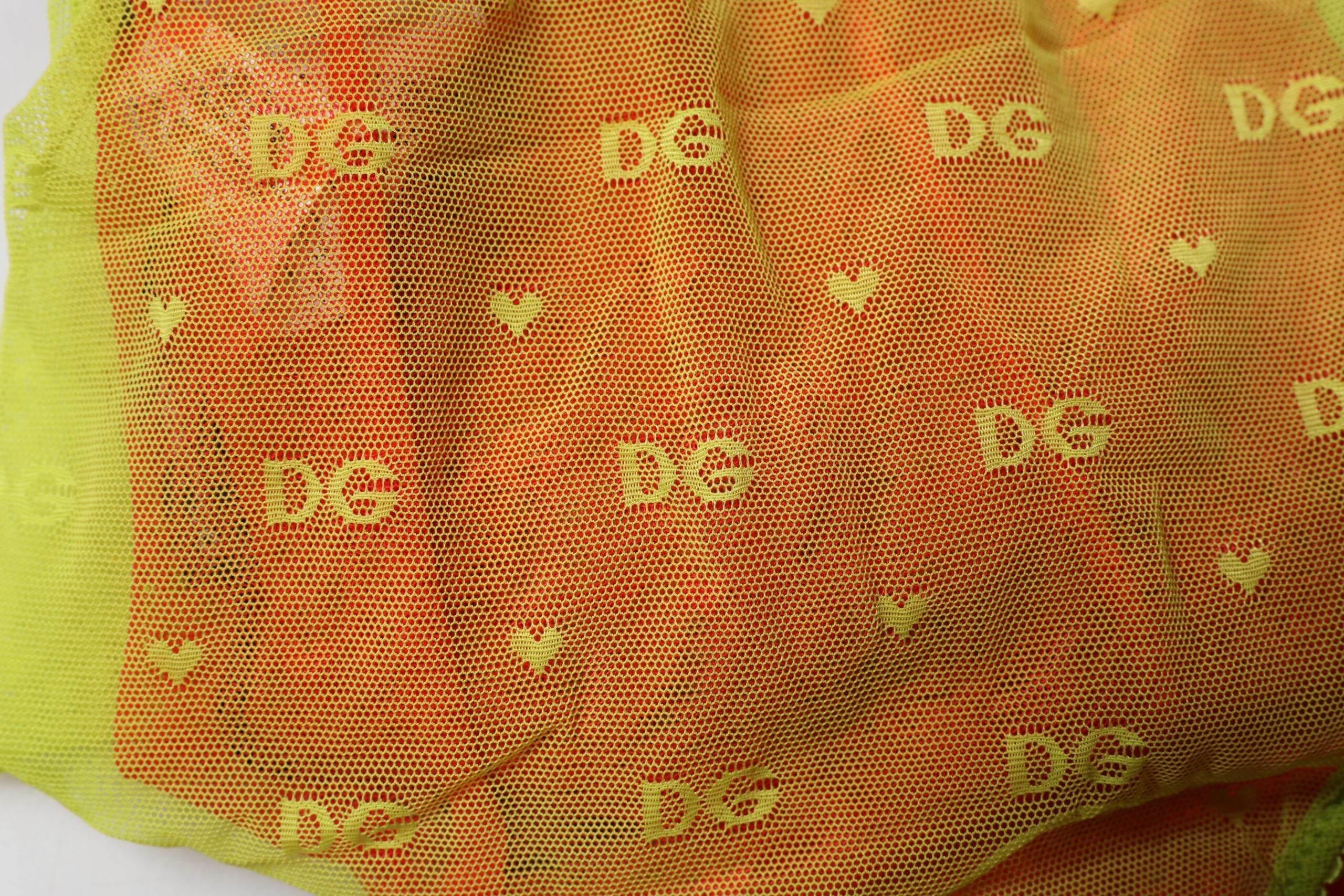 Dolce & Gabbana Red Yellow Tulle Mid Waist Panty Underwear - Hilstor