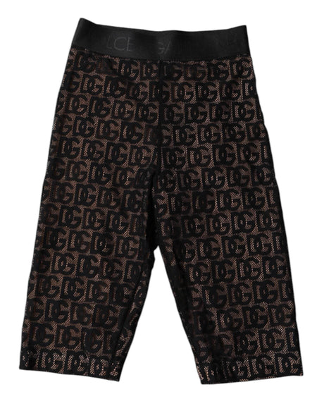 Dolce & Gabbana Black Logo Monogram Cropped Tights Underwear - Hilstor