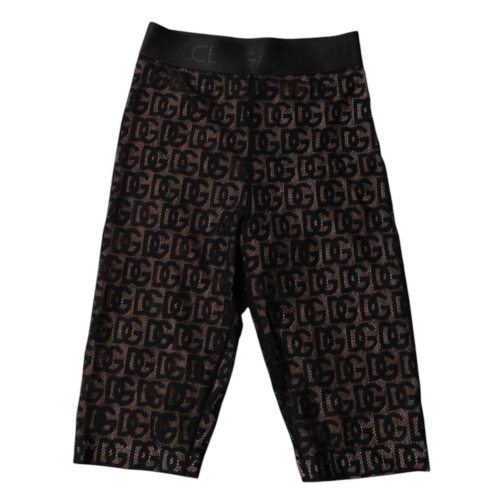 Dolce & Gabbana Black Logo Monogram Cropped Tights Underwear - Hilstor