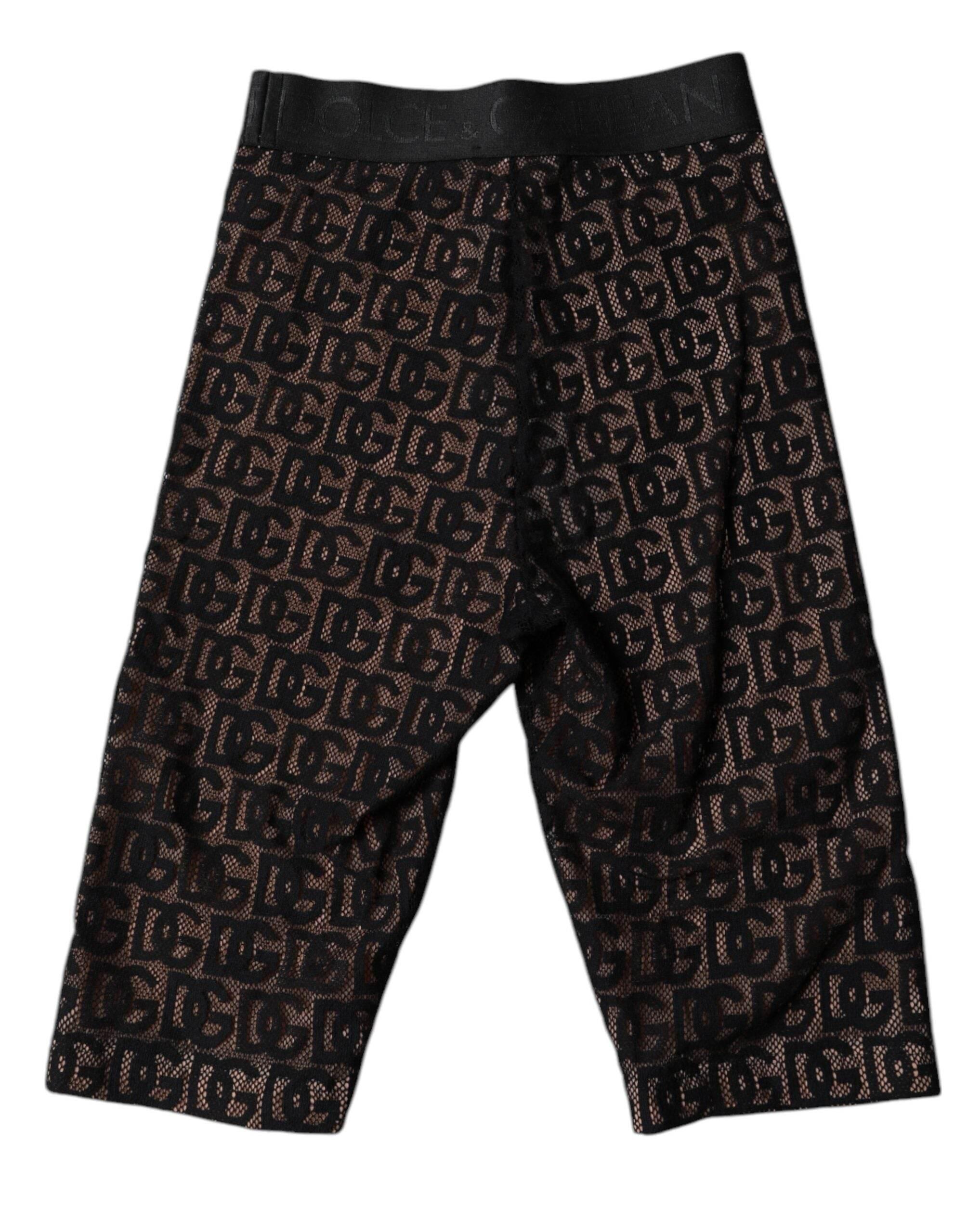 Dolce & Gabbana Black Logo Monogram Cropped Tights Underwear - Hilstor
