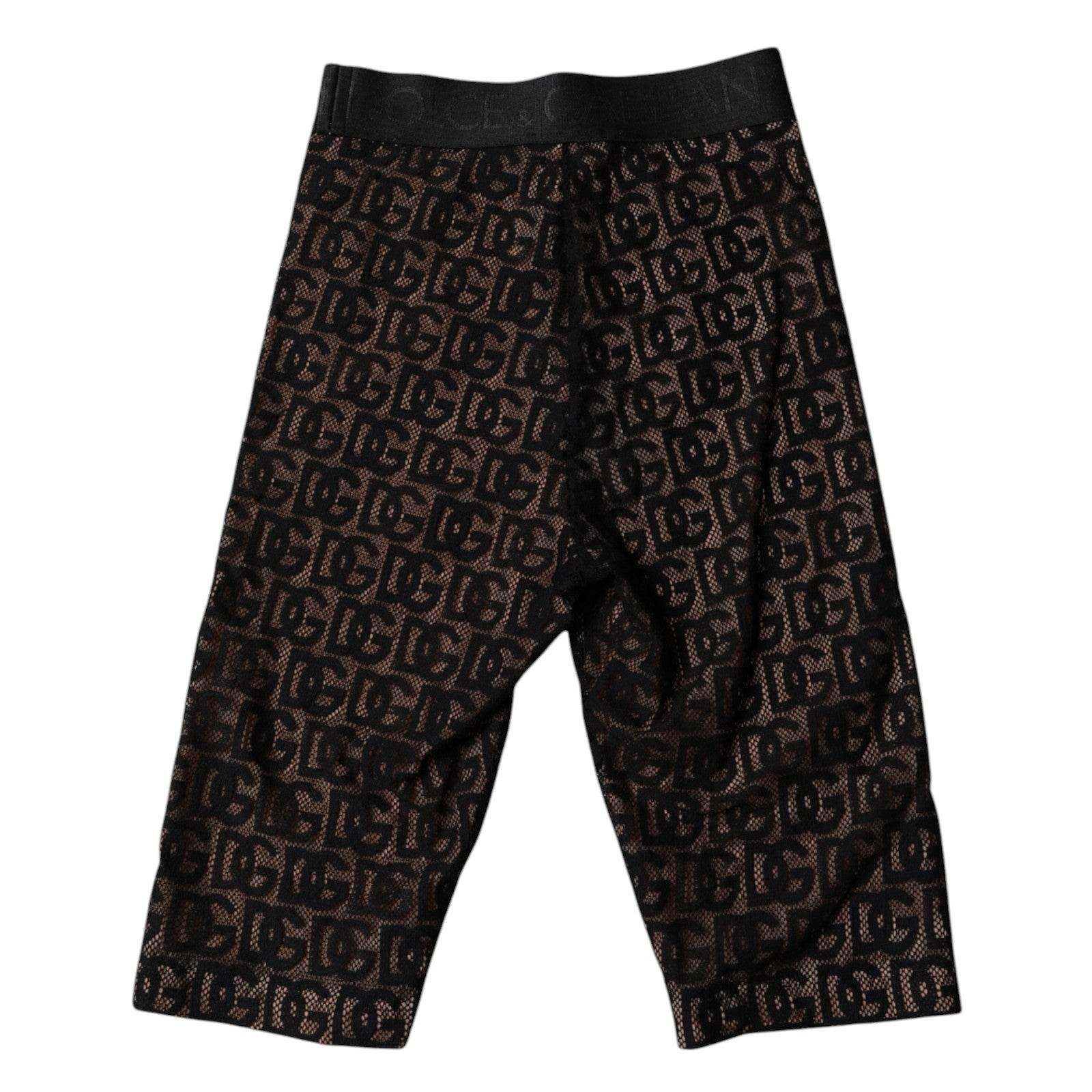 Dolce & Gabbana Black Logo Monogram Cropped Tights Underwear - Hilstor
