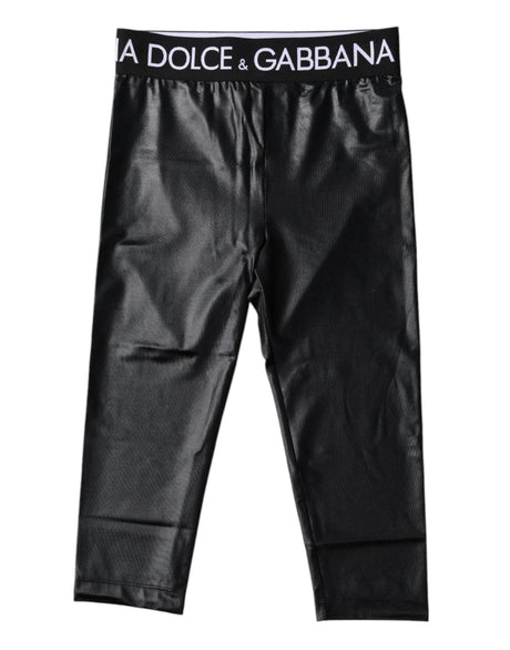 Dolce & Gabbana Black Logo Nylon Cropped Tights Pants Underwear - Hilstor