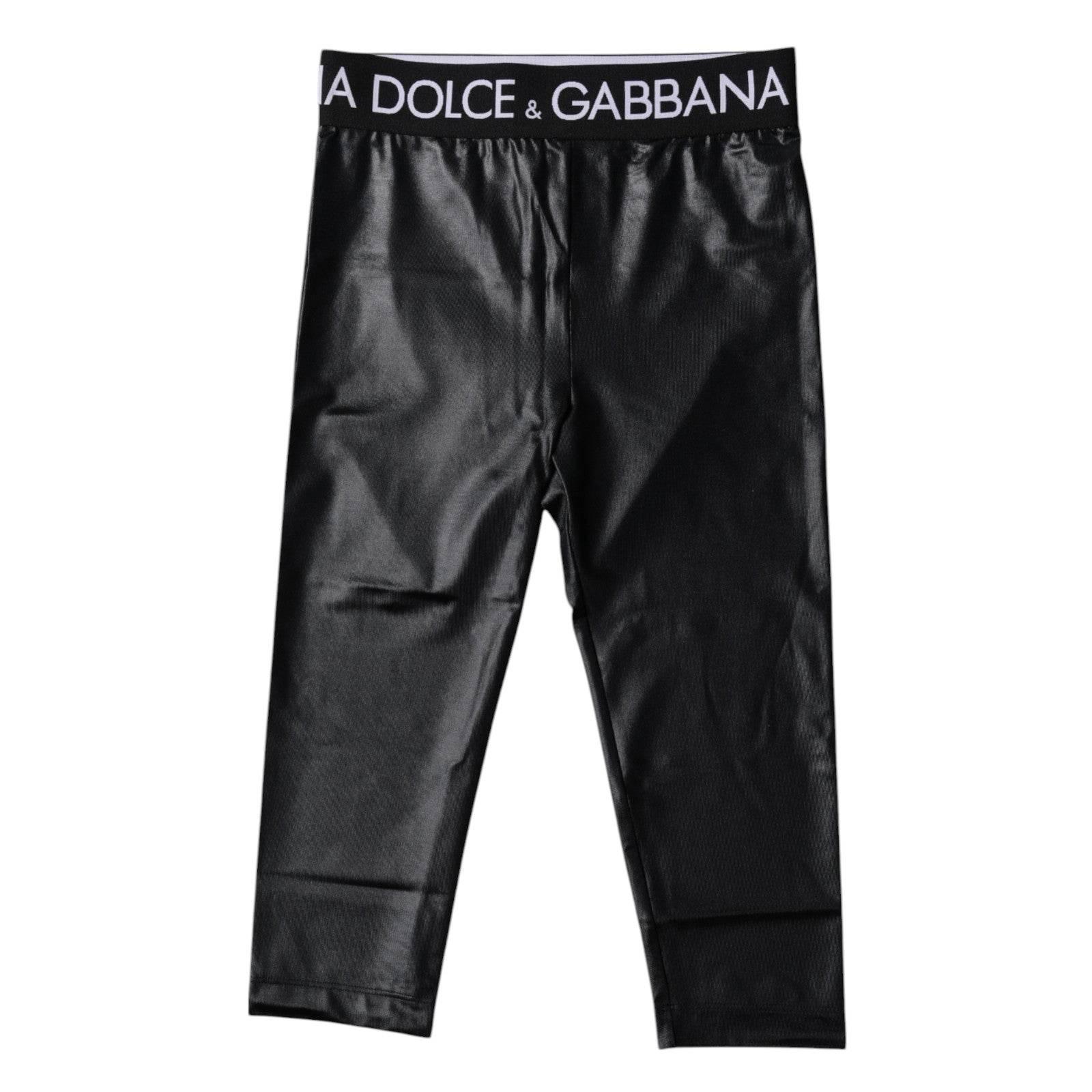 Dolce & Gabbana Black Logo Nylon Cropped Tights Pants Underwear - Hilstor