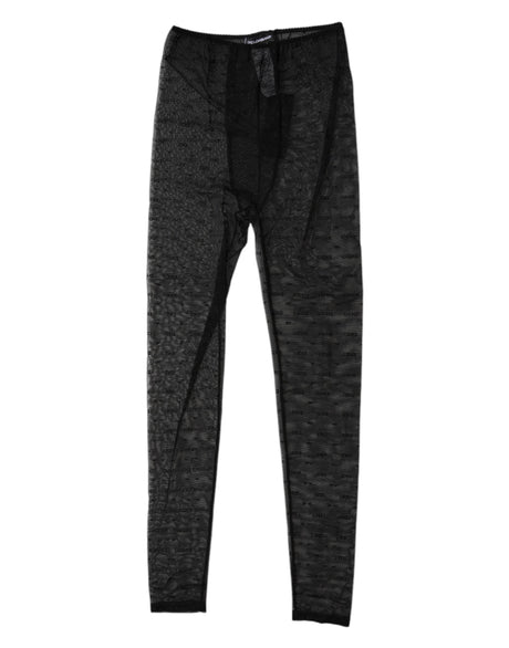 Dolce & Gabbana Black Logo Lace Lingerie Tights Pants Underwear - Hilstor