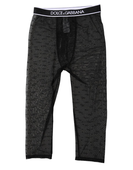 Dolce & Gabbana Black DG Logo Nylon Cropped Tights Underwear - Hilstor