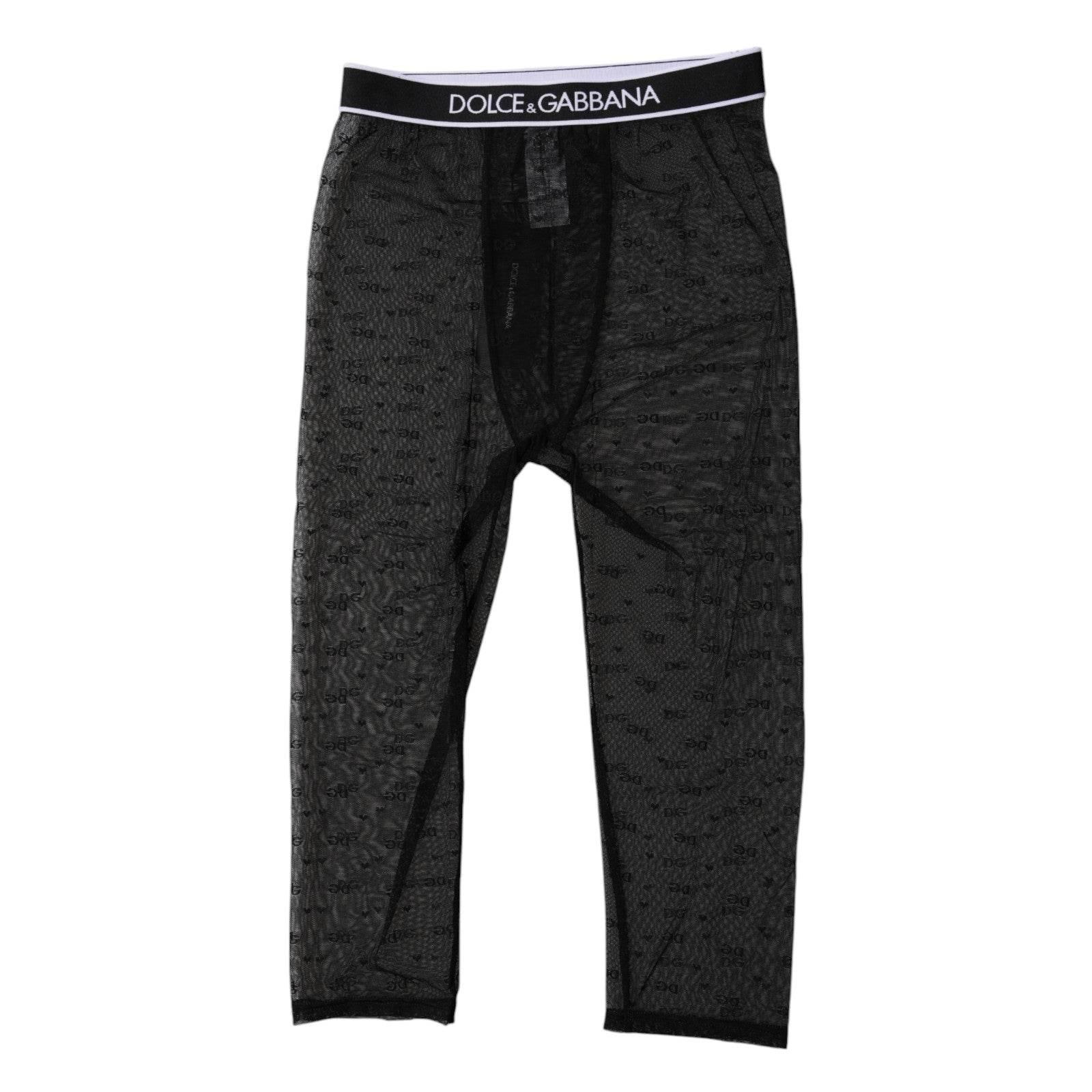 Dolce & Gabbana Black DG Logo Nylon Cropped Tights Underwear - Hilstor