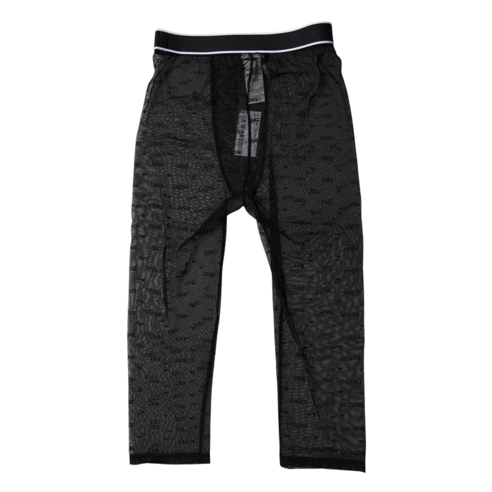 Dolce & Gabbana Black DG Logo Nylon Cropped Tights Underwear - Hilstor