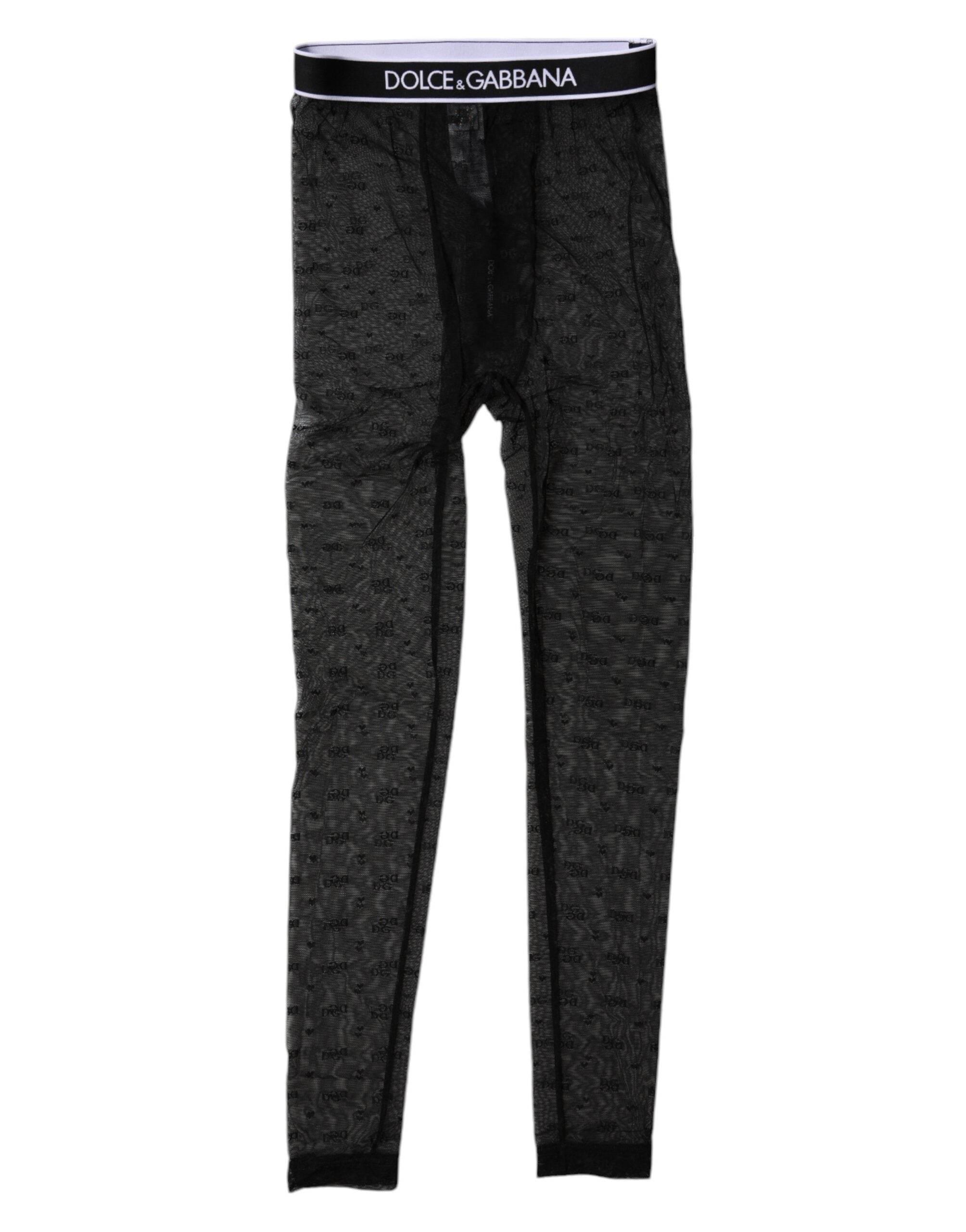 Dolce & Gabbana Black Logo Lace Lingerie Tight Pants Underwear - Hilstor