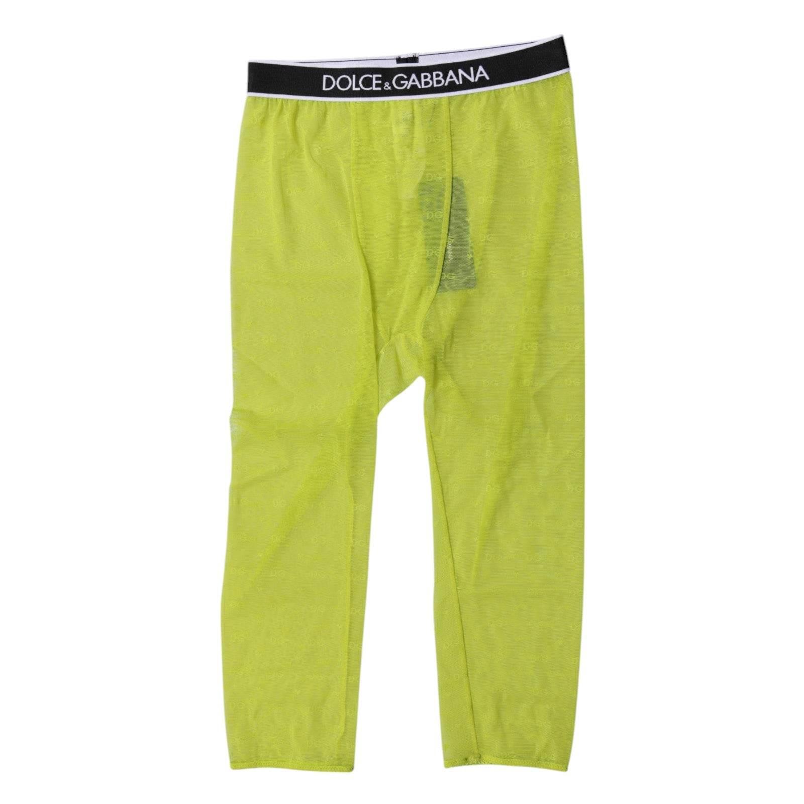 Dolce & Gabbana Green DG Logo Nylon Cropped Tights Underwear - Hilstor