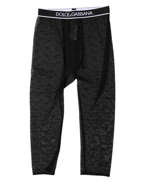 Dolce & Gabbana Black DG Logo Nylon Cropped Tights Underwear - Hilstor