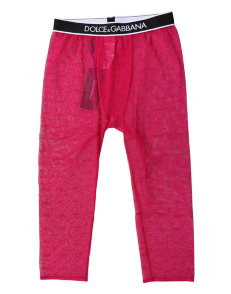 Dolce & Gabbana Fuchsia DG Logo Nylon Cropped Tights Underwear - Hilstor