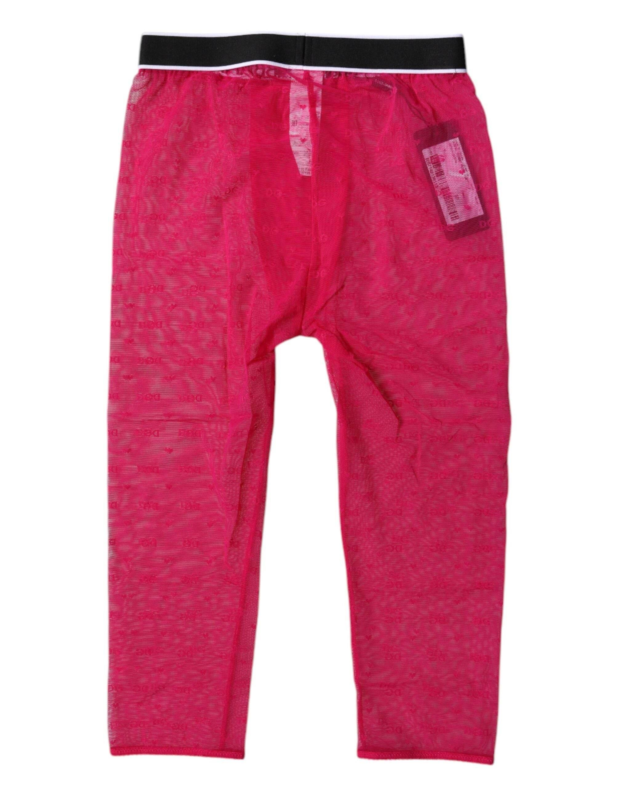 Dolce & Gabbana Fuchsia DG Logo Nylon Cropped Tights Underwear - Hilstor