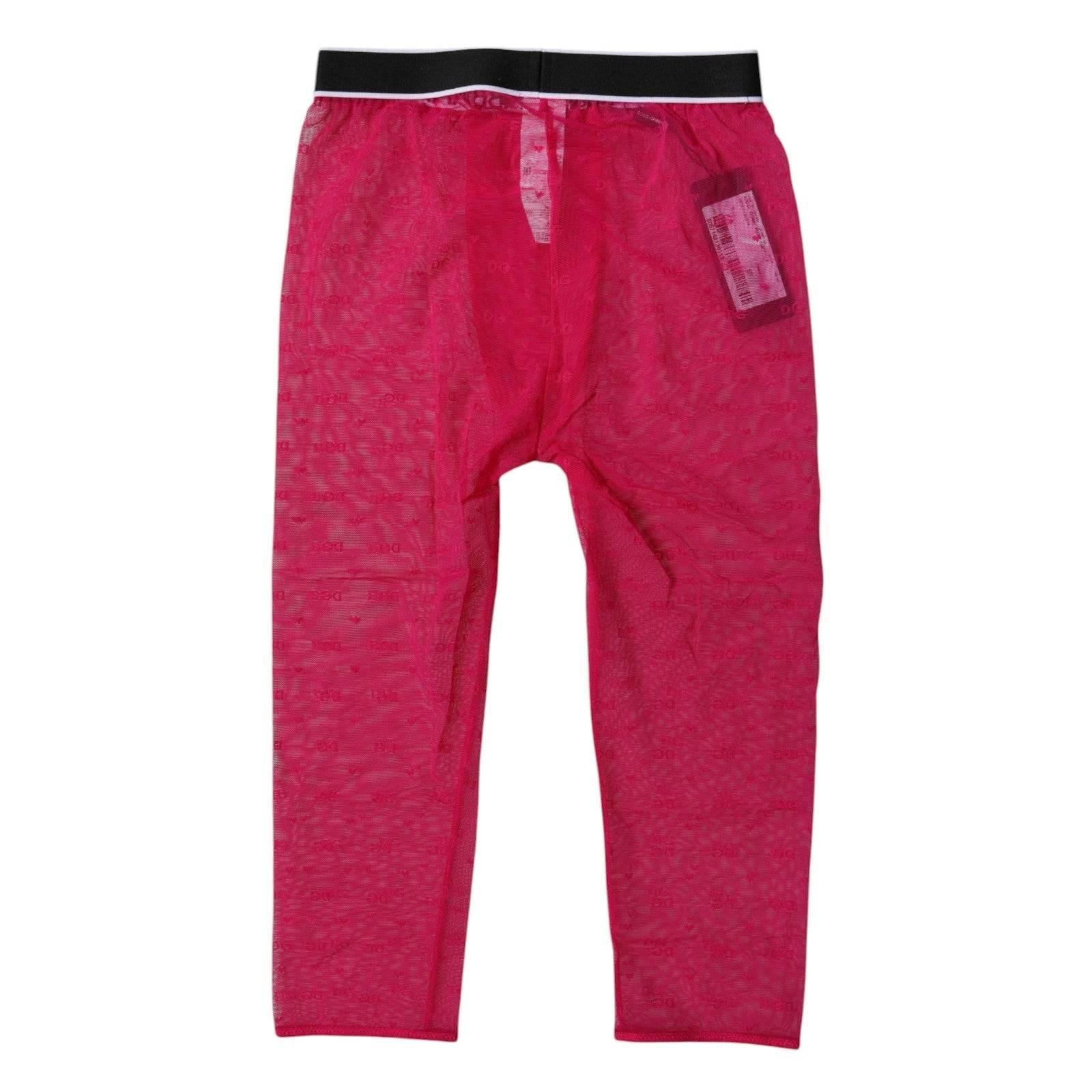 Dolce & Gabbana Fuchsia DG Logo Nylon Cropped Tights Underwear - Hilstor