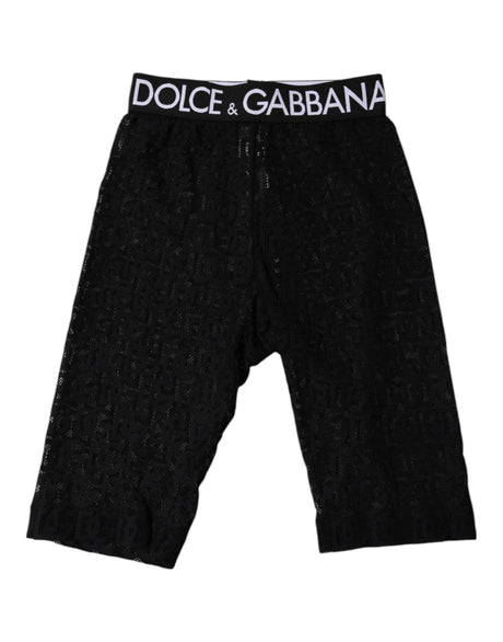 Dolce & Gabbana Black Logo Monogram Cropped Tights Underwear - Hilstor