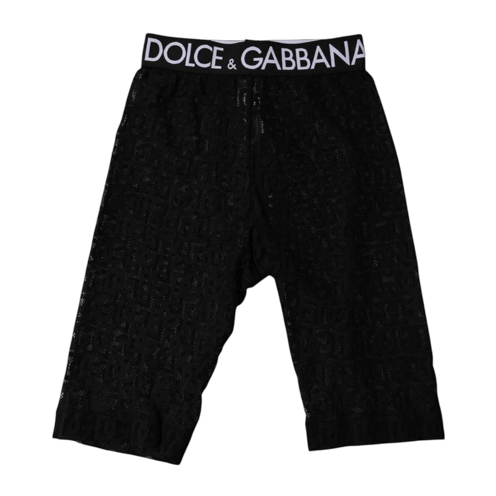 Dolce & Gabbana Black Logo Monogram Cropped Tights Underwear - Hilstor