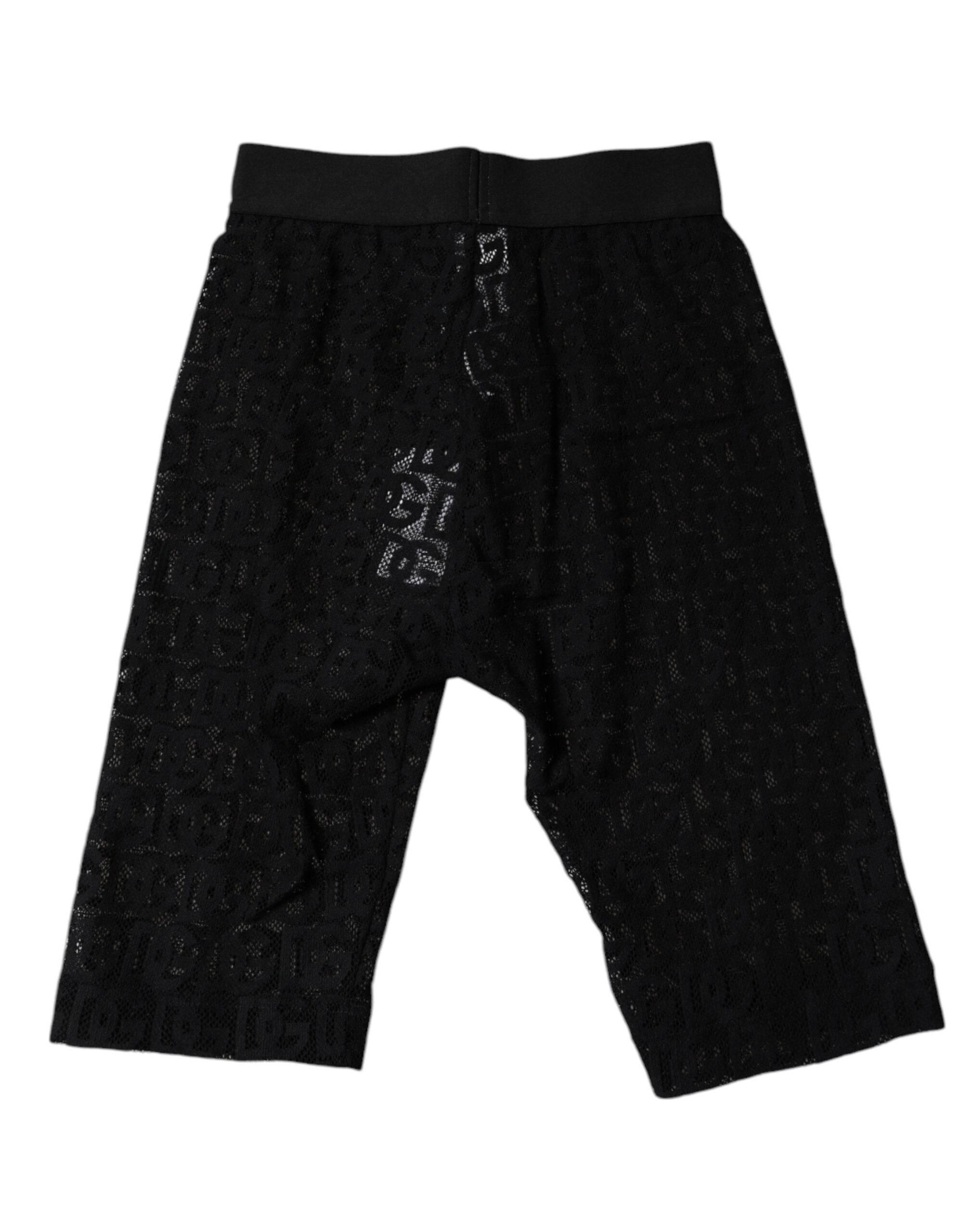 Dolce & Gabbana Black Logo Monogram Cropped Tights Underwear - Hilstor