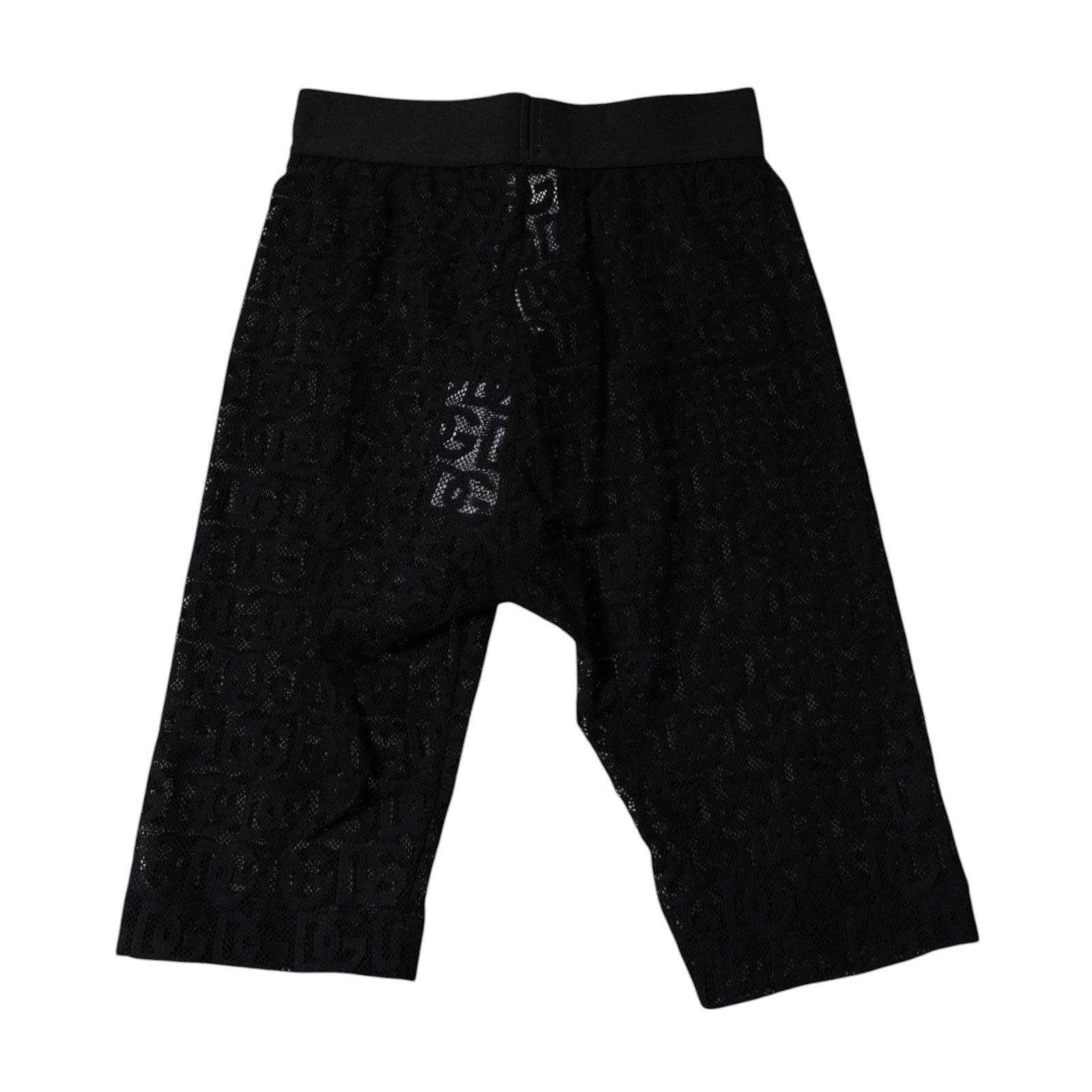 Dolce & Gabbana Black Logo Monogram Cropped Tights Underwear - Hilstor