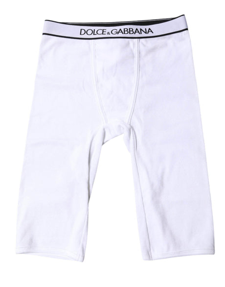 Dolce & Gabbana White Logo Cotton Cropped Tights Underwear - Hilstor