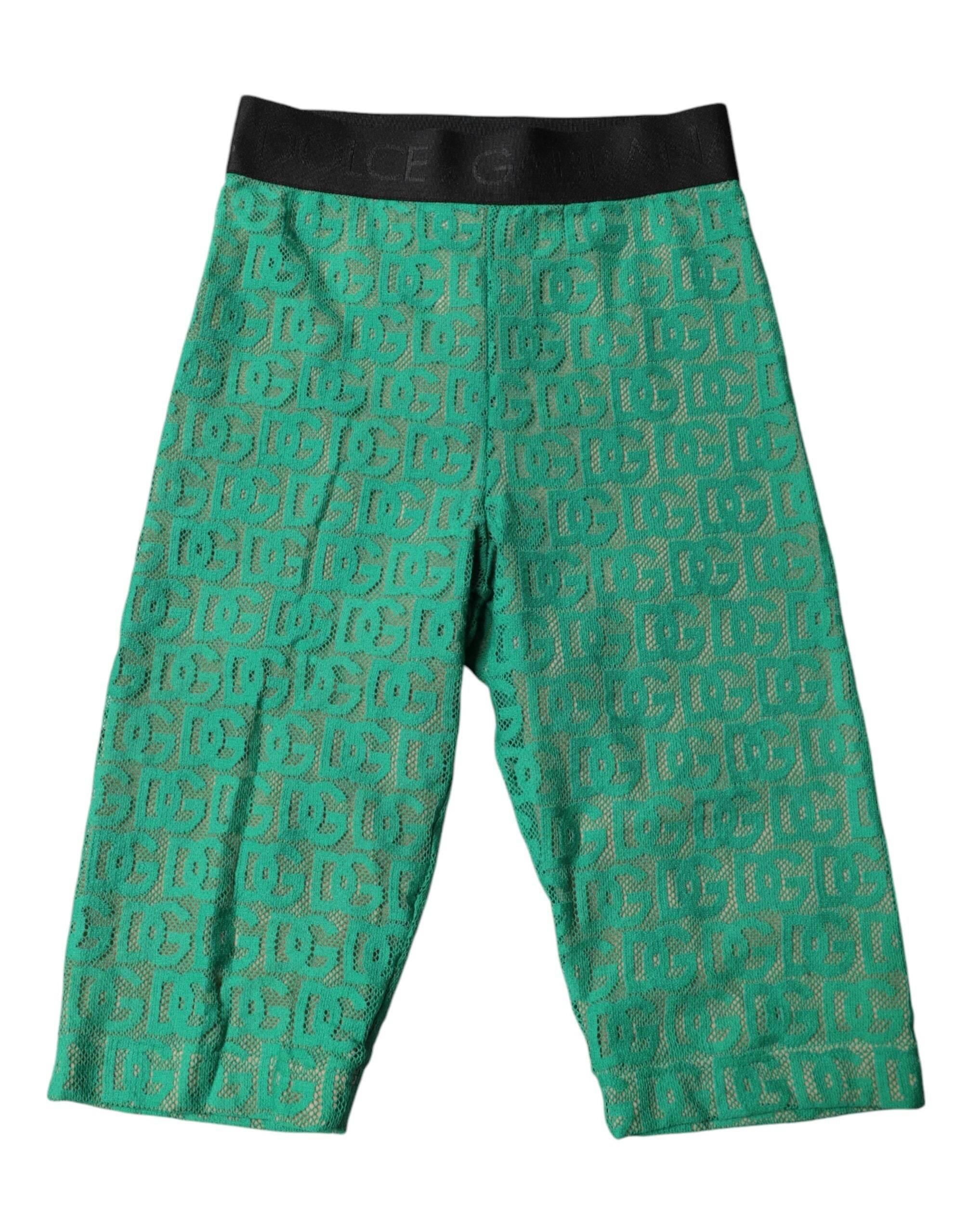 Dolce & Gabbana Green Logo Monogram Cropped Tights Underwear - Hilstor