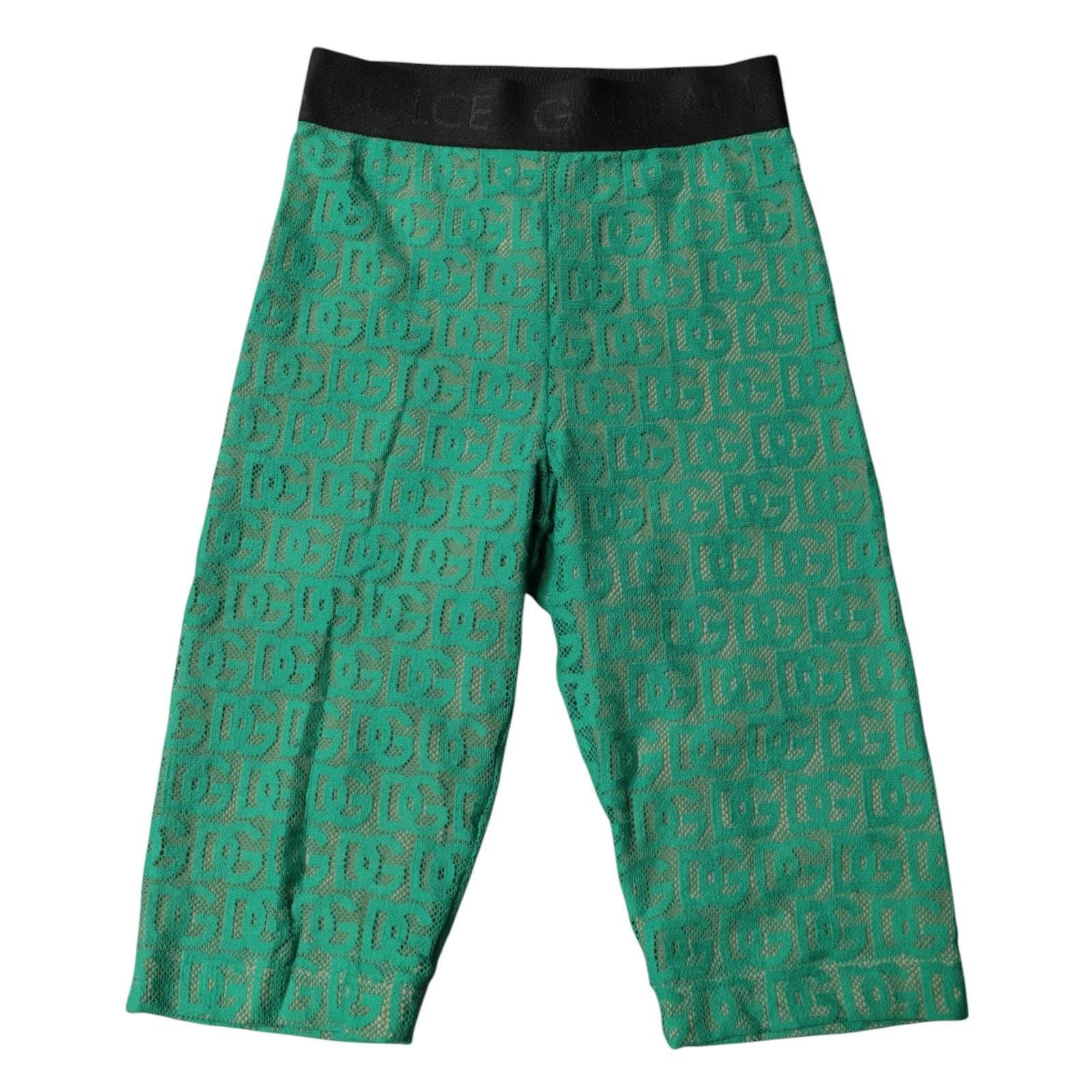 Dolce & Gabbana Green Logo Monogram Cropped Tights Underwear - Hilstor