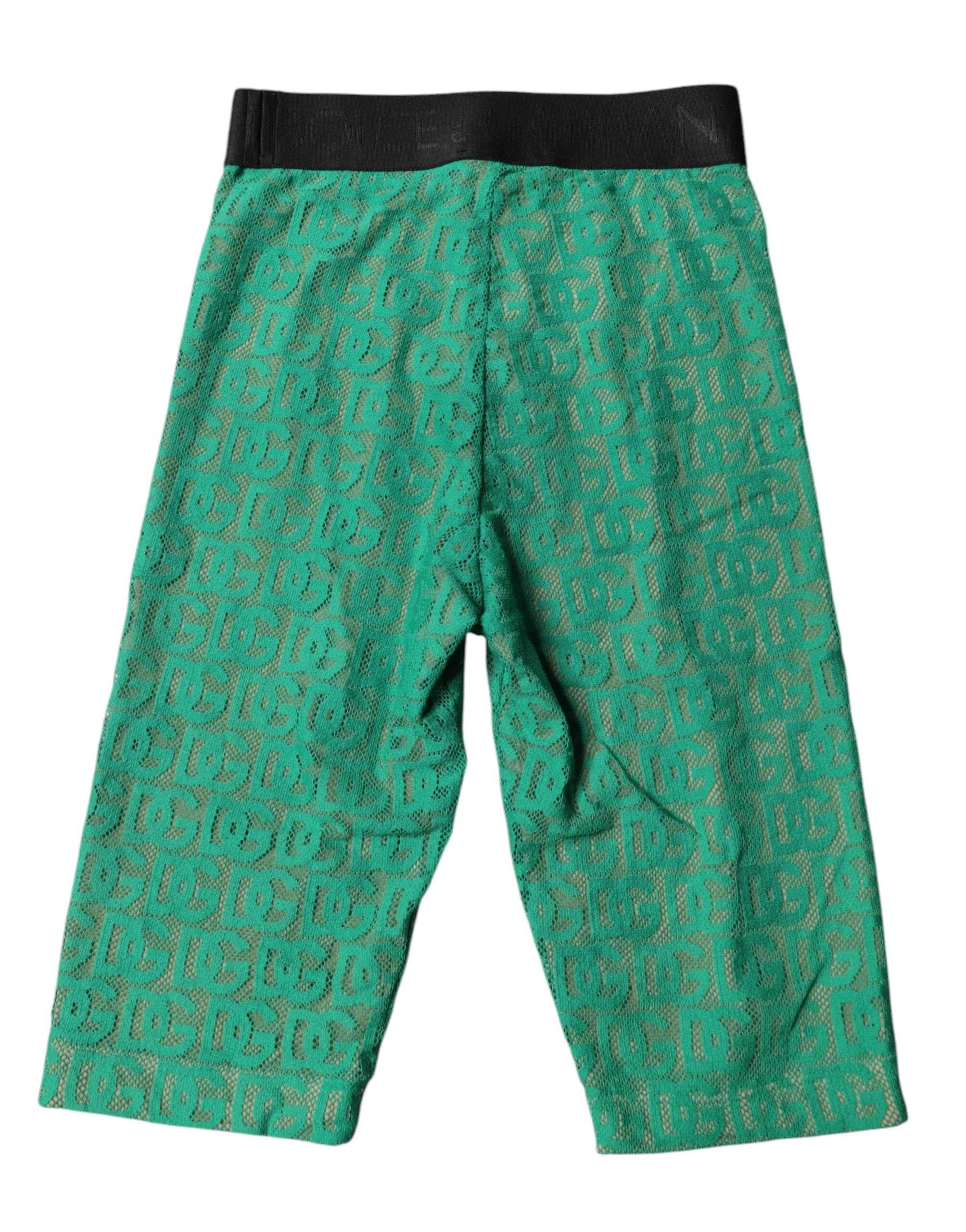Dolce & Gabbana Green Logo Monogram Cropped Tights Underwear - Hilstor