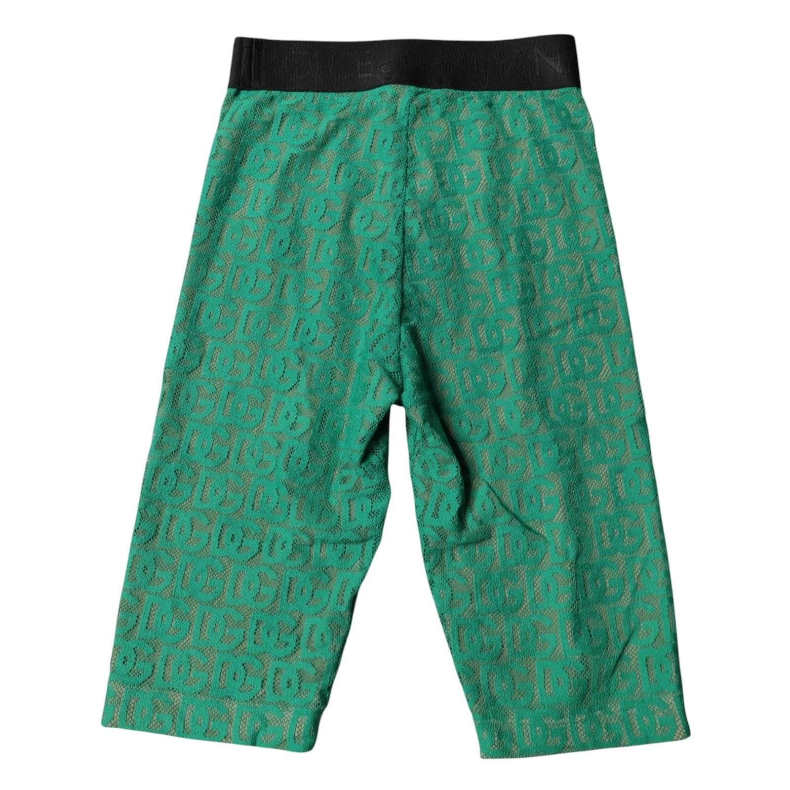 Dolce & Gabbana Green Logo Monogram Cropped Tights Underwear - Hilstor