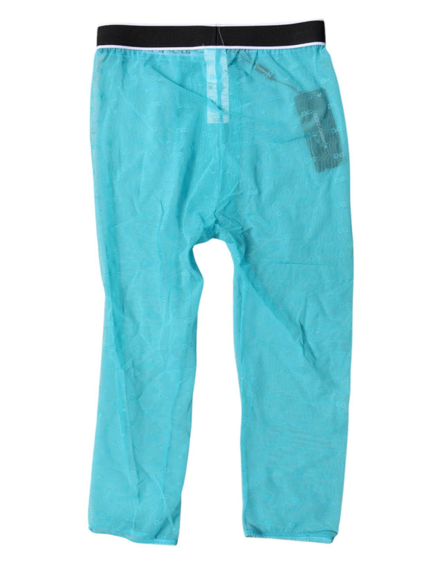 Dolce & Gabbana Light Blue DG Logo Nylon Cropped Tights Underwear - Hilstor