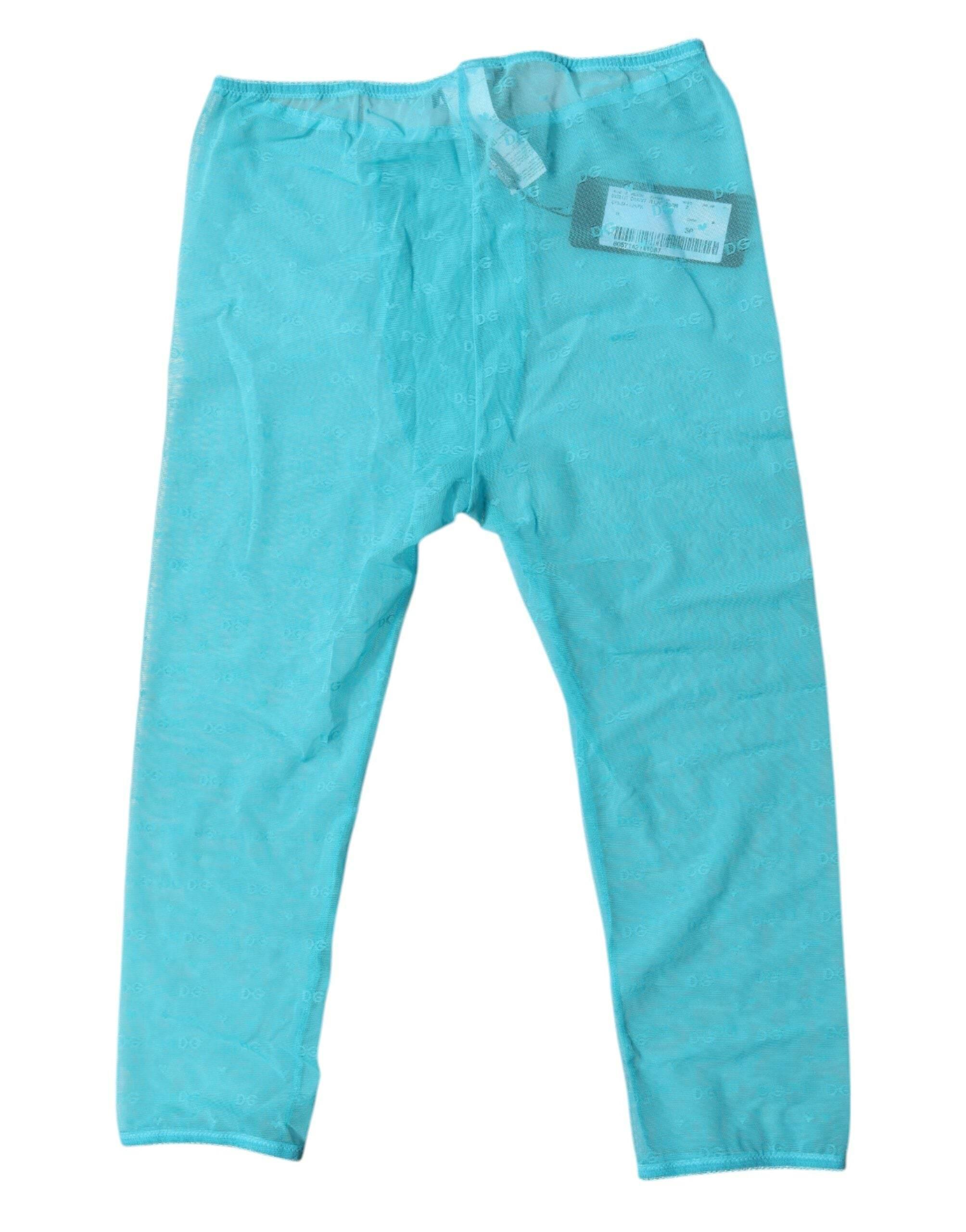 Dolce & Gabbana Blue Logo Blonde Lingeri Cropped Stram Undertøj