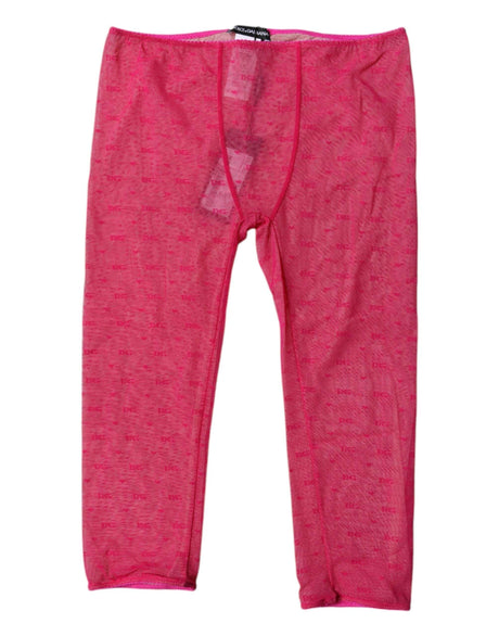 Dolce & Gabbana Fuchsia Logo Lace Lingerie Cropped Tight Underwear - Hilstor