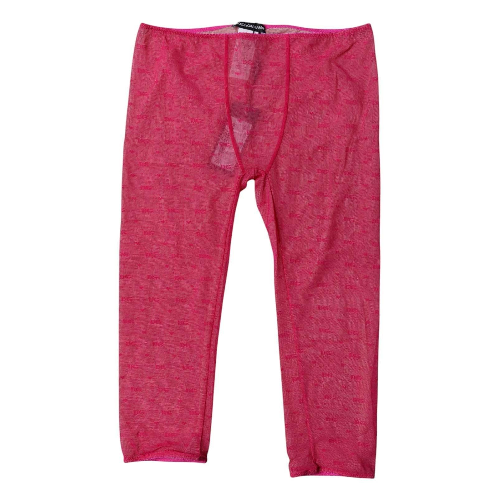 Dolce & Gabbana Fuchsia Logo Lace Lingerie Cropped Tight Underwear - Hilstor