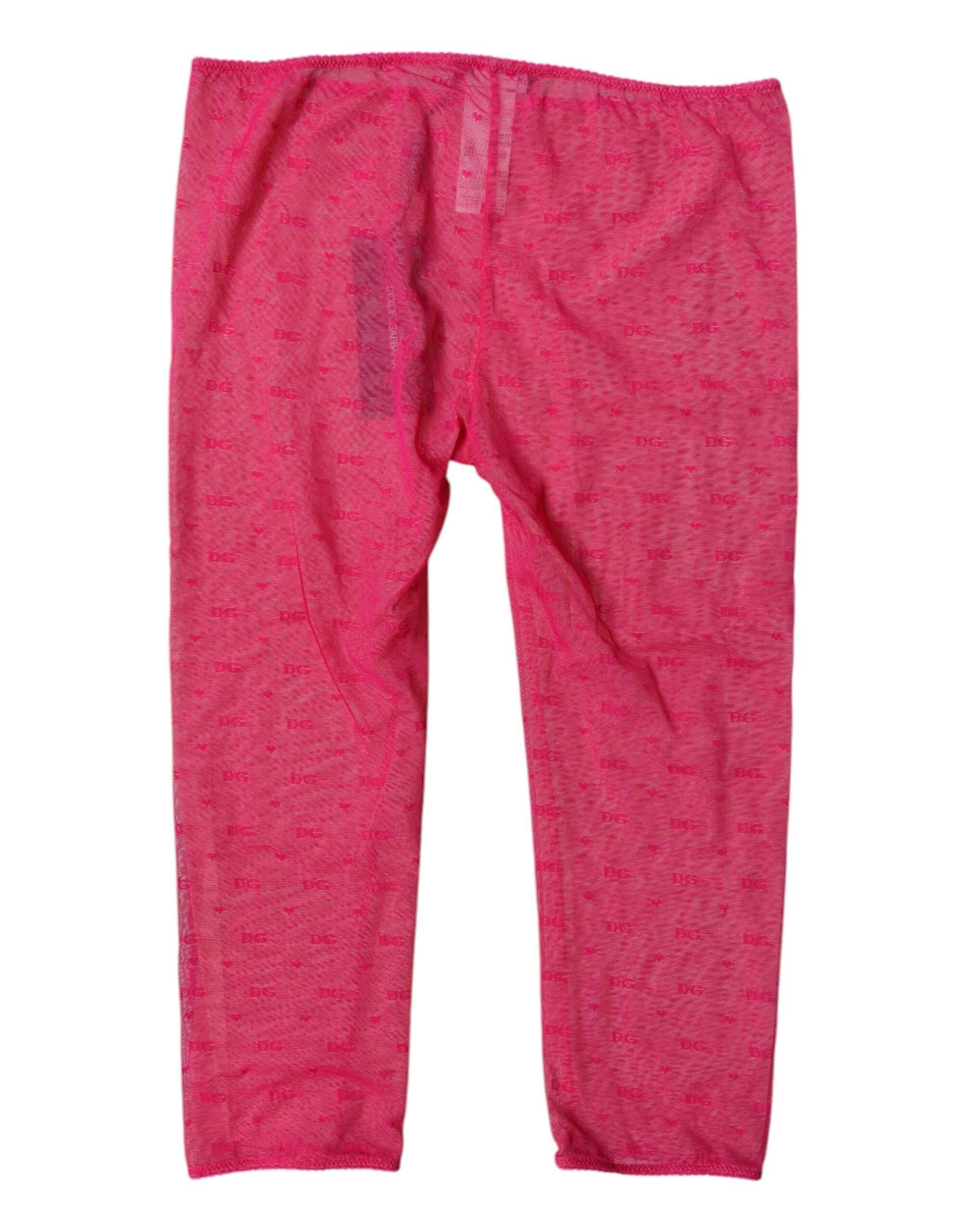 Dolce & Gabbana Fuchsia Logo Lace Lingerie Cropped Tight Underwear - Hilstor